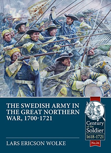 18th-century Swedish soldiers in battle, book cover illustration.