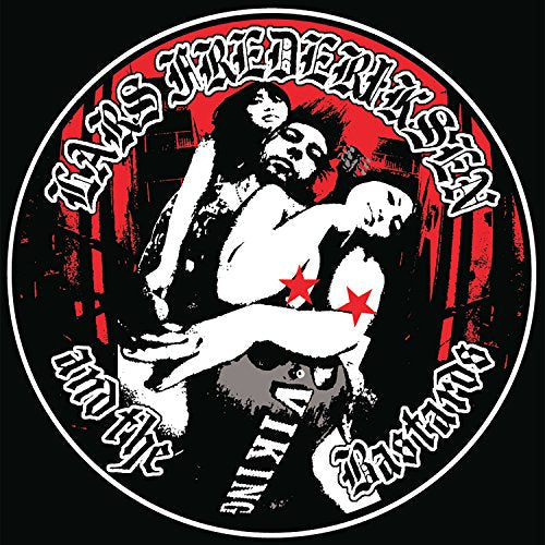 Circular album art for Lars Frederiksen And The Basta - Viking, featuring band members.