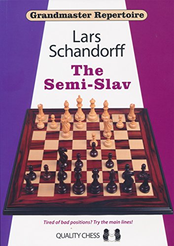 Chess book cover with black and white pieces, titled "The Semi-Slav".