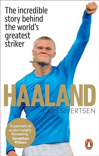 Book cover with Erling Haaland, likely a photo of him in football gear.