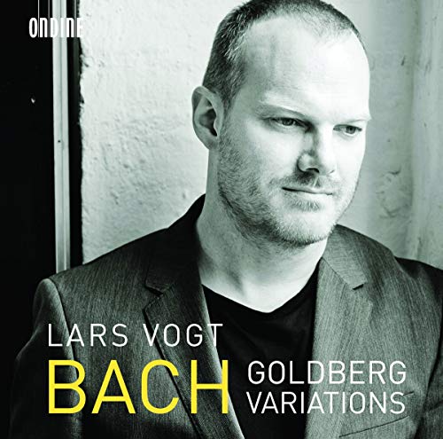 CD cover featuring portrait of pianist Lars Vogt and text “Bach Goldberg Variations”.