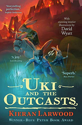 Three rabbits in cloaks and armor stand in a dark, glowing fantasy landscape.