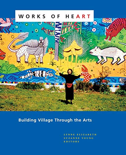 Book cover with a woman standing in a field before colorful animal art.