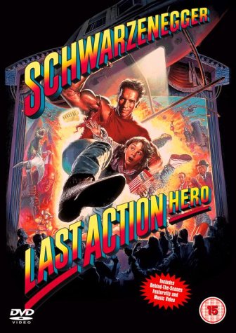 Last Action Hero" DVD cover featuring Arnold Schwarzenegger and a young boy.