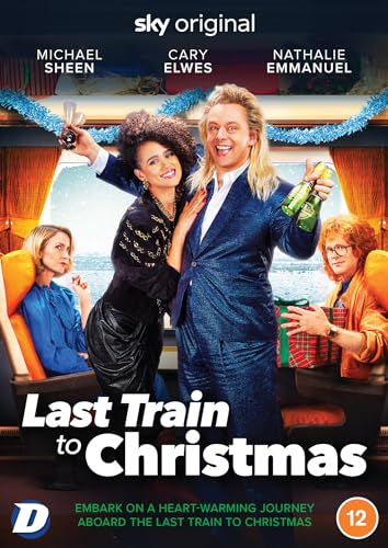 Last Train To Christmas" DVD cover with cast and train interior.