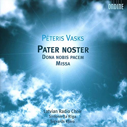 CD cover for "Pater Noster" by Latvian Radio Choir, blue cloudy sky.