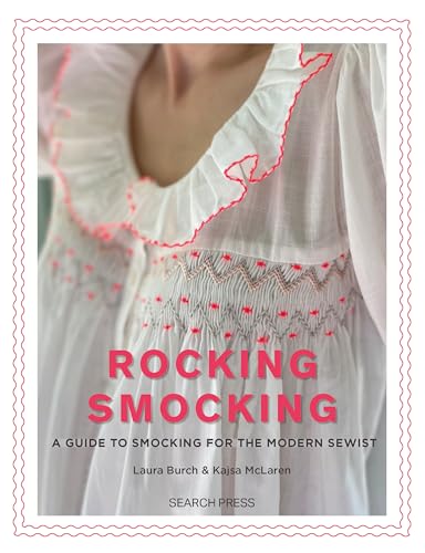 Book cover featuring a white garment with red smocking details.