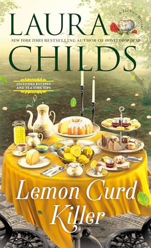 Book cover: “Lemon Curd Killer” with a table setting and lemon desserts.