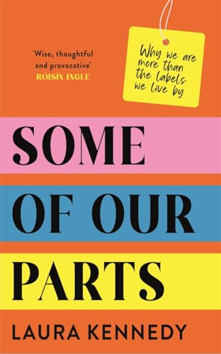 Book cover with colorful stripes and a yellow tag, titled Some of Our Parts.