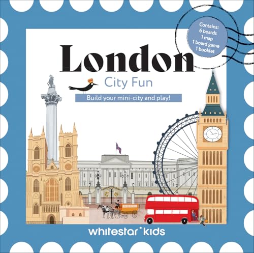 London landmarks illustration with a red bus, horse carriage, and the London Eye.