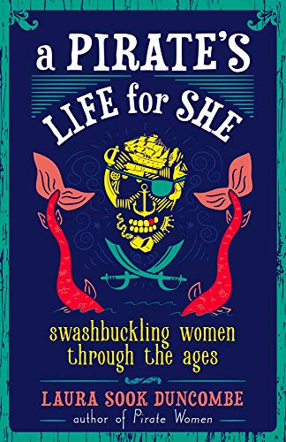 Book cover: skull with crossed swords and red ribbons, navy background.