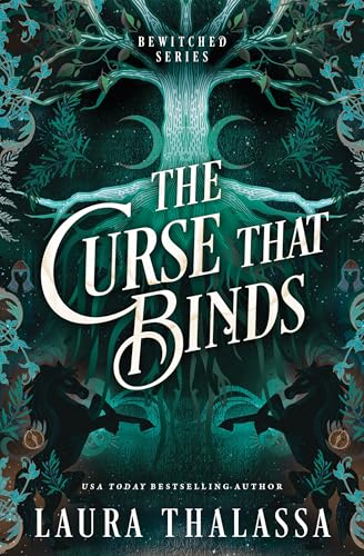 Book cover: dark forest scene with title “The Curse That Binds.”