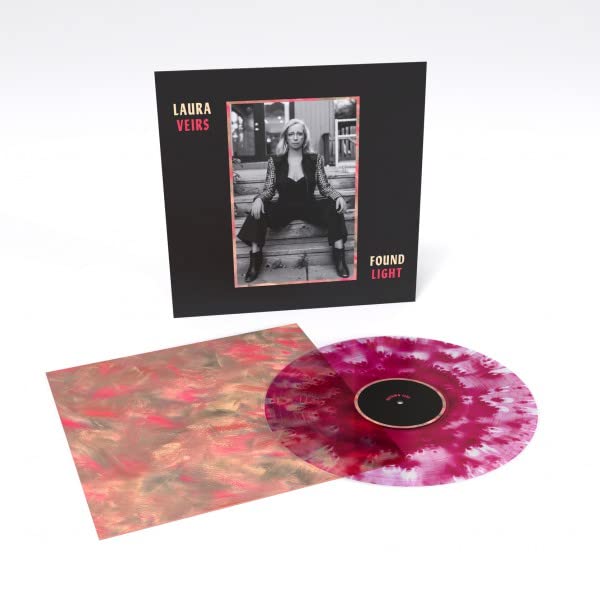 Laura Veirs’ “Found Light” vinyl record with marbled pink and red disc.
