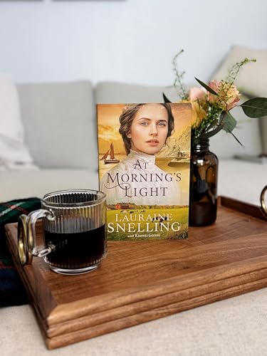 Book cover, “At Morning’s Light,” with coffee and flowers on a tray.