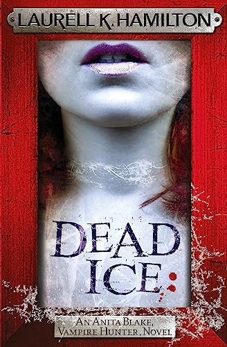 Book cover: close-up of a woman’s face with icy textures and red accents.
