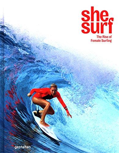 Book cover: female surfer riding a large, curling blue wave.
