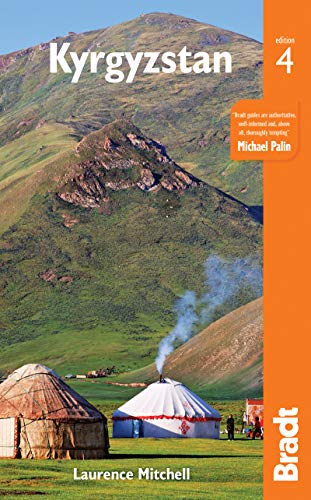 Book cover featuring yurts in a grassy mountain landscape with an orange side panel.