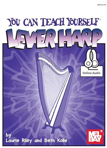 Book cover for "You Can Teach Yourself Lever Harp" with a harp image.