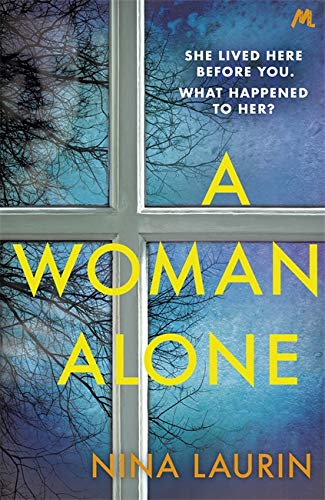 Book cover with yellow title “A Woman Alone” and window frame.