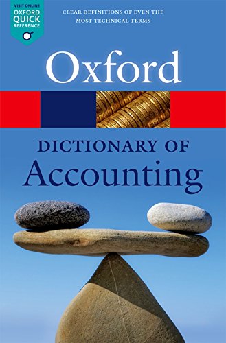 Cover of "A Dictionary of Accounting" with balanced stones and coins.