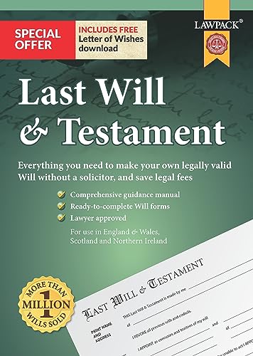 Legal kit for writing a will, with forms and guidance.