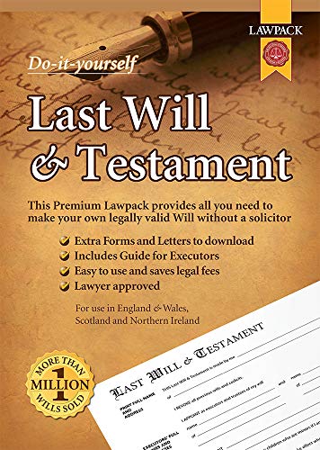 Lawpack "Last Will & Testament" kit with pen and legal document image.