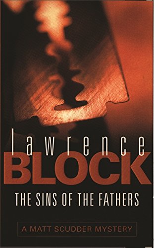 Book cover: shadowy face fragment, title “The Sins of the Fathers” by Lawrence Block.