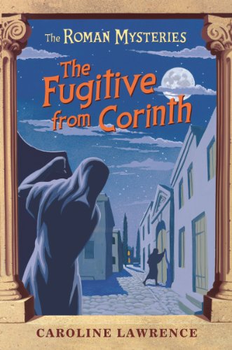 Book cover: a shadowy figure overlooks a moonlit Roman street scene.