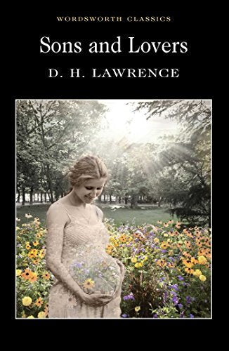 Book cover for Sons and Lovers showing a pregnant woman in a flower garden.