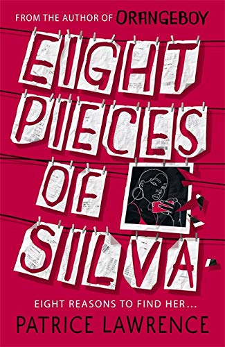 Book cover: "Eight Pieces of Silva" with fragmented letters and a portrait.