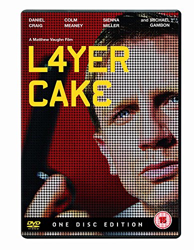 DVD cover for "Layer Cake" featuring Daniel Craig’s face and red dot pattern.