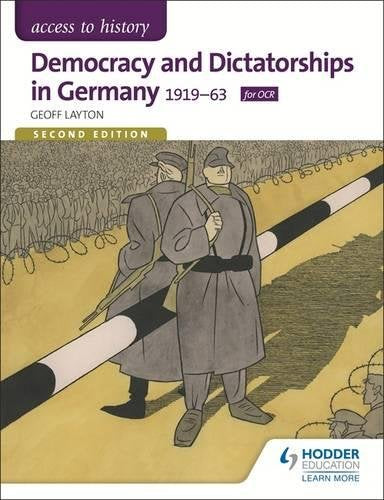 "Book cover with soldiers standing by a barrier, titled 'Democracy and Dictatorships in Germany'."