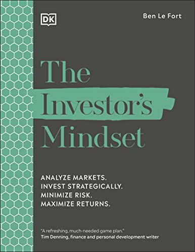 Book cover: “The Investor’s Mindset” with green and gray text, honeycomb pattern.
