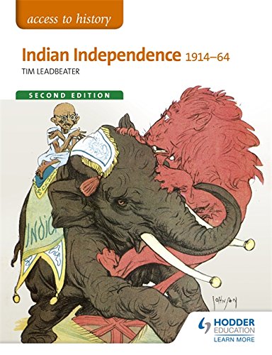 Book cover: “Indian Independence 1914-64” with Gandhi and elephants.