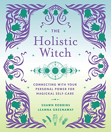 Book cover with ornate teal and purple floral design, title "The Holistic Witch".
