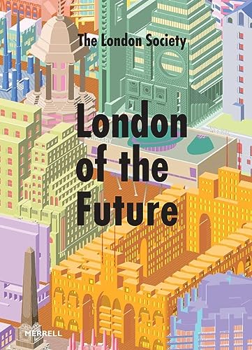 Isometric illustration of futuristic London buildings with book title overlay.