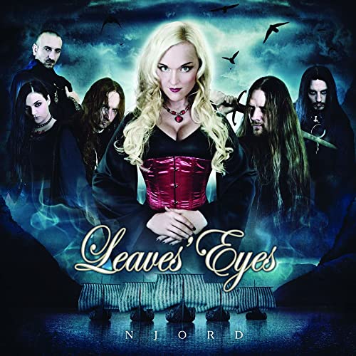 Leaves' Eyes "Njord" album cover with band members and a Viking ship.