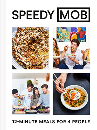 Cookbook cover with food photos and people cooking, titled "Speedy MOB".