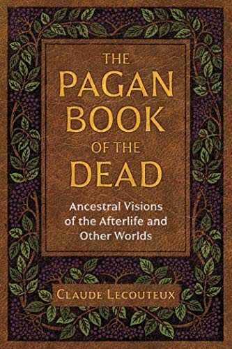 Book cover with ornate gold lettering: "The Pagan Book of the Dead.