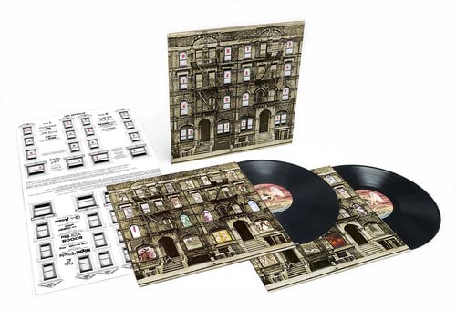 Led Zeppelin’s “Physical Graffiti” vinyl record with building facade cover art.