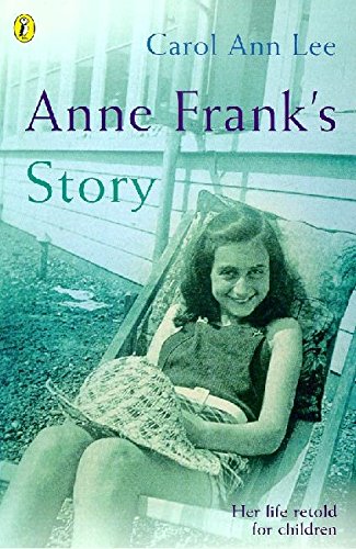 Book cover featuring Anne Frankās portrait and title āAnne Frankās Story.ā