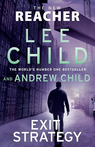 Book cover: man walking towards shipping containers, title “Exit Strategy”.