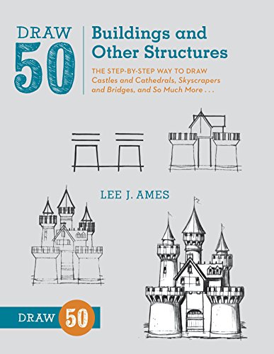 Book cover with sketches of castles and architectural structures.