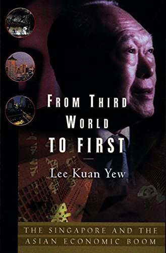 Book cover featuring Lee Kuan Yew with cityscapes and title text.