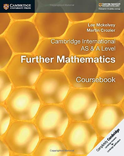 "Textbook cover with honeycomb pattern, titled 'Further Mathematics Coursebook' by Lee Mckelvey."