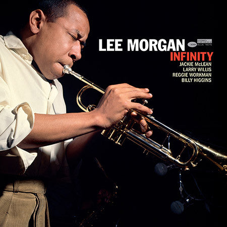 Lee Morgan playing trumpet on the album cover for "Infinity" CD.