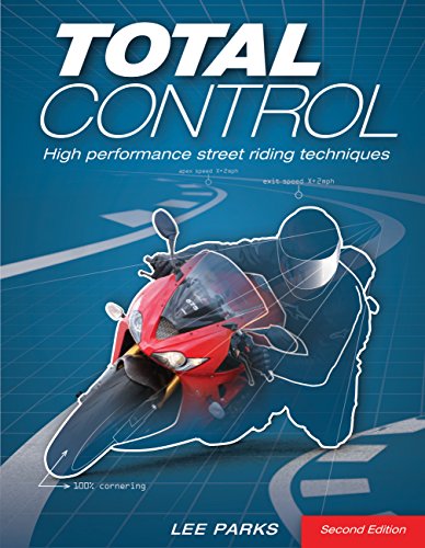 Book cover: motorcycle rider in motion, title "Total Control", second edition.