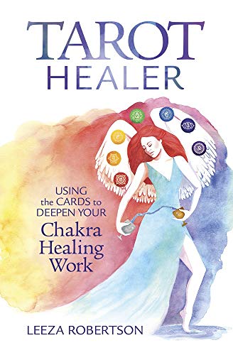 Book cover: watercolor painting of a woman with tarot cards and chakras.