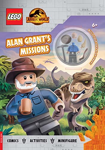 LEGO Jurassic World activity book featuring Alan Grant minifigure and dinosaur.