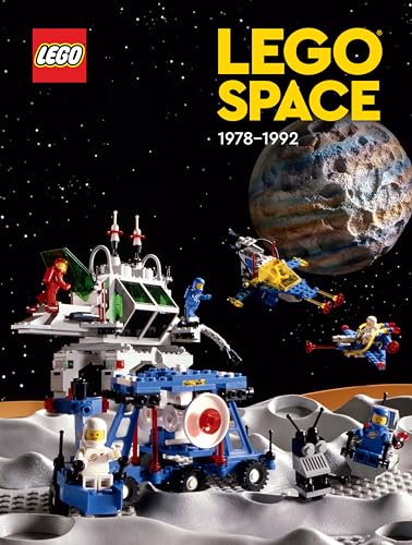 Cover of LEGO Space 1978-1992 book featuring classic LEGO space sets on a moon surface.